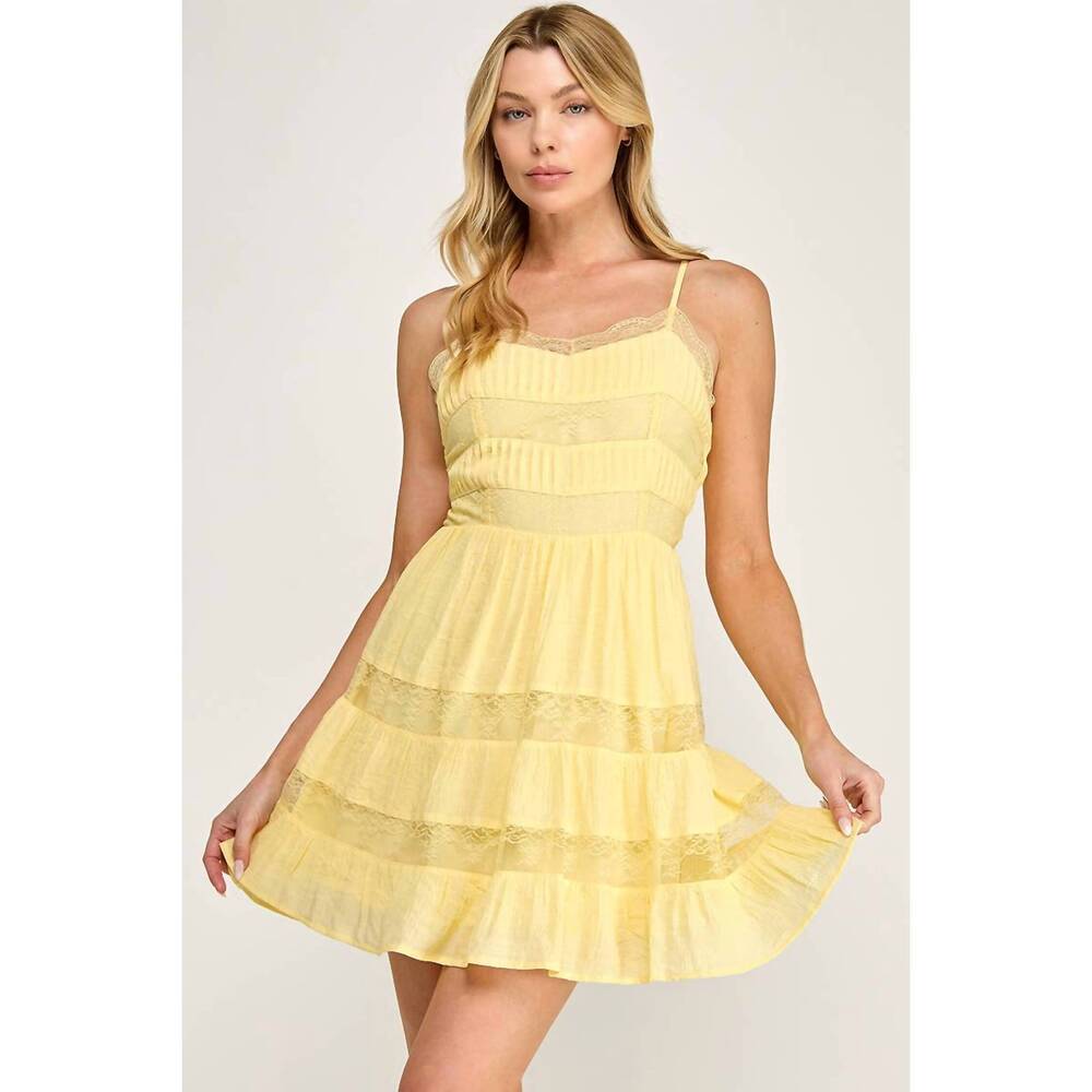 NEW THE VINTAGE SHOP kayla dress in yellow